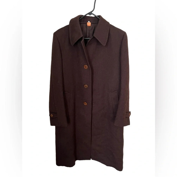 Vintage Ted Lapidus Diffusion 1970’s Brown Wool Overcoat Size 50 - Picture 1 of 6